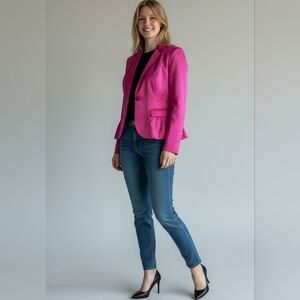 Boston Proper Bright Pink Single-Button Blazer